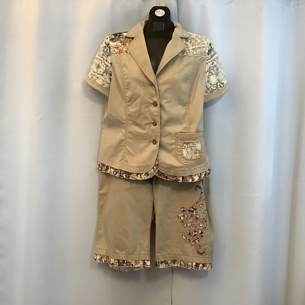 Joy London Women’s Jacket Shorts Size XL Bohemian Floral Summer